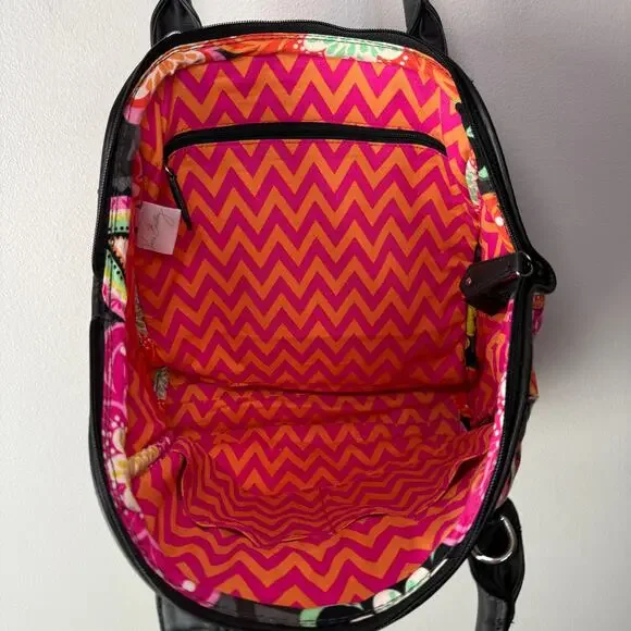 Vintage Vera Bradley Ziggy Zinnia Floral Print Leather Handle Shoulder Bag Purse - Picture 7 of 9